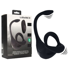 LEVELZ Remote Controlled Vibrating TriO Cock Ring with Prostate Stimulator - Black USB Rechargeable