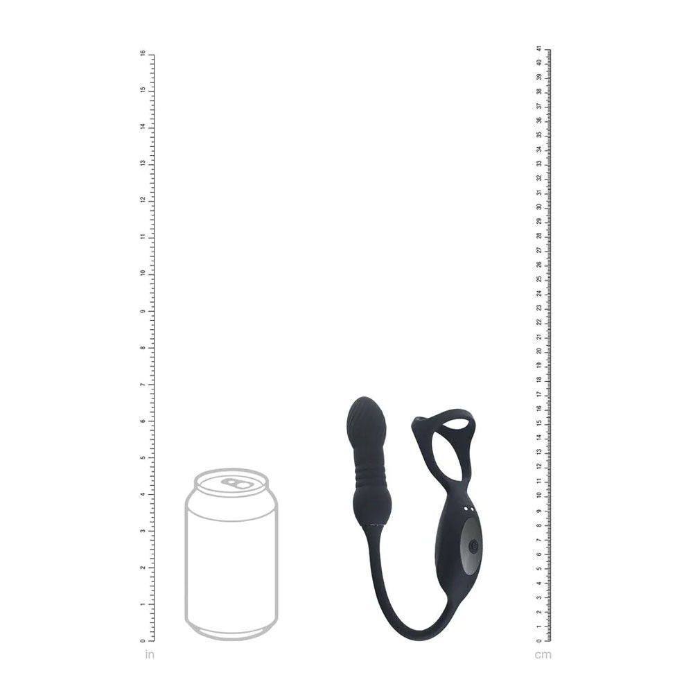 LEVELZ Vibrating & Thrusting TriO Cock Ring with Prostate Stimulator - Black USB Rechargeable