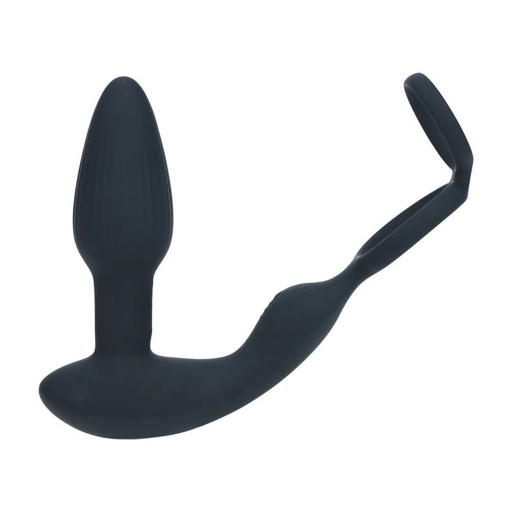 LEVELZ Dual Vibrating Prostate Stimulator with Cock Ring - Black Butt Plug with Cock Ring