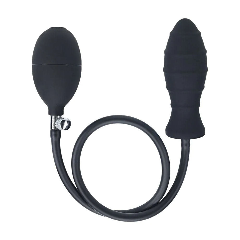 LEVELZ Ribbed Inflatable Anal Plug - Black Butt Plug