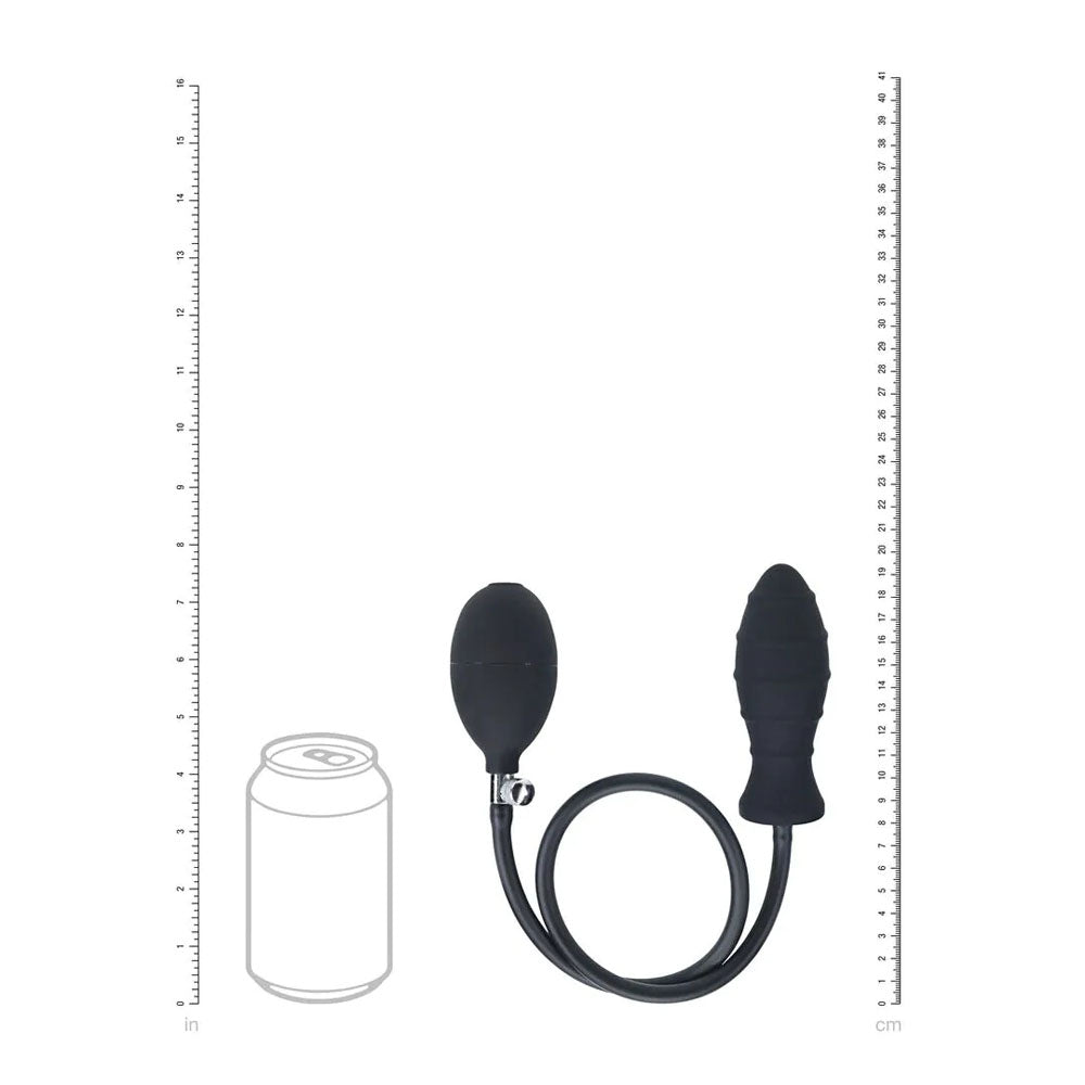 LEVELZ Ribbed Inflatable Anal Plug - Black Butt Plug