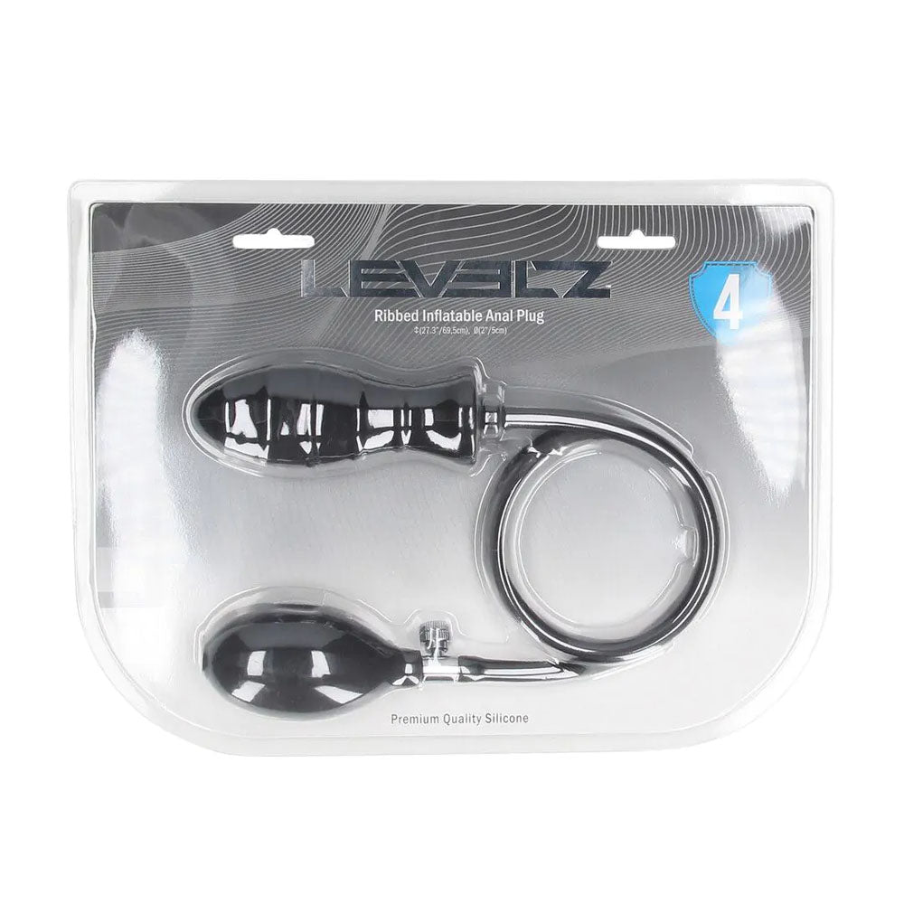 LEVELZ Ribbed Inflatable Anal Plug - Black Butt Plug