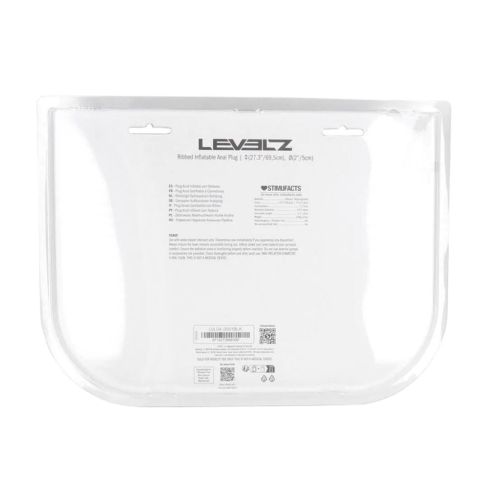 LEVELZ Ribbed Inflatable Anal Plug - Black Butt Plug