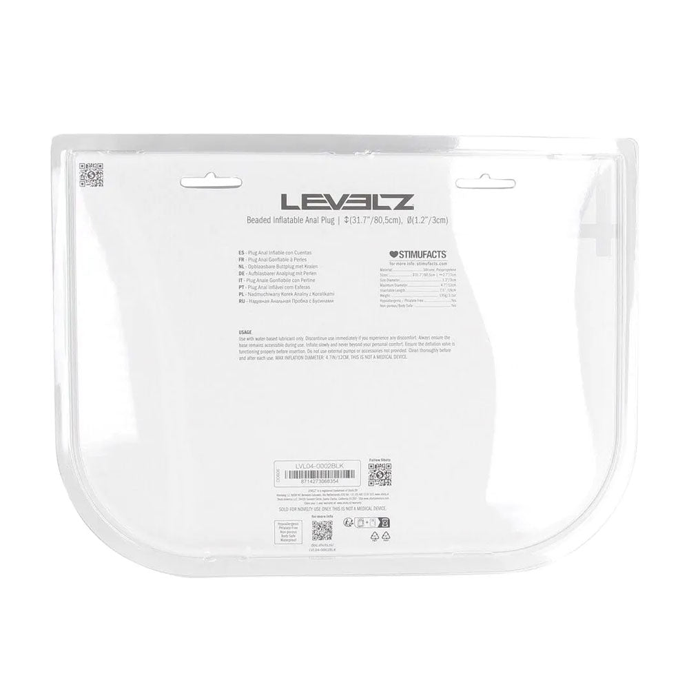 LEVELZ Beaded Inflatable Anal Plug - Black Butt Plug