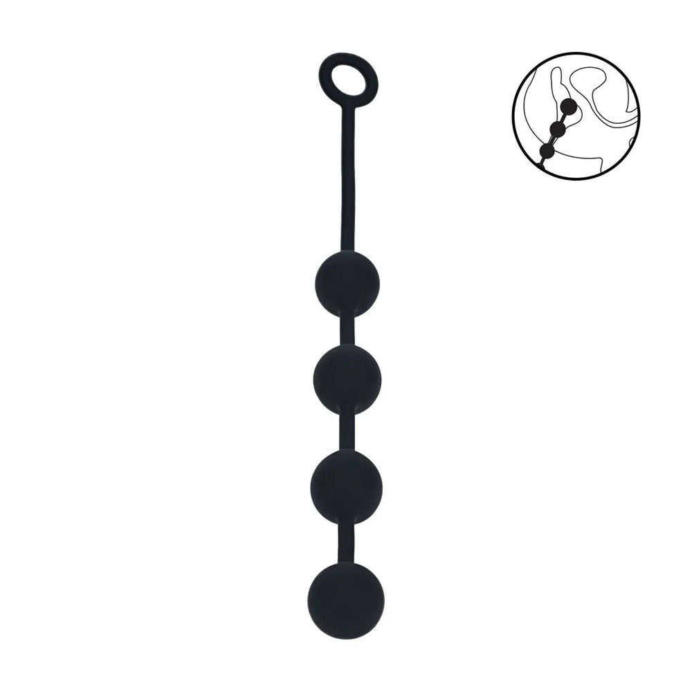 LEVELZ Round Silicone Anal Balls - Black 40.5 cm Large Anal Beads