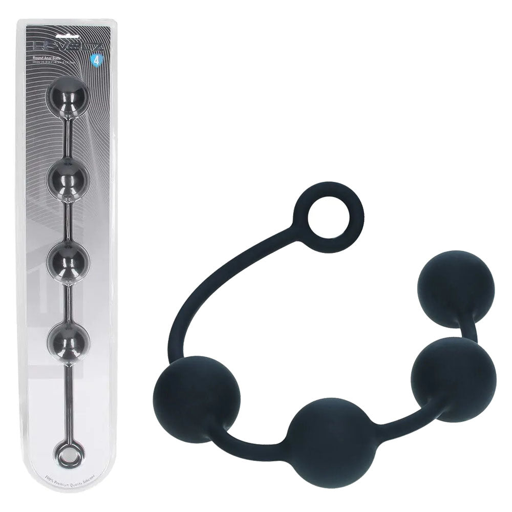 LEVELZ Round Anal Balls - Black 46.5 cm XL Anal Beads