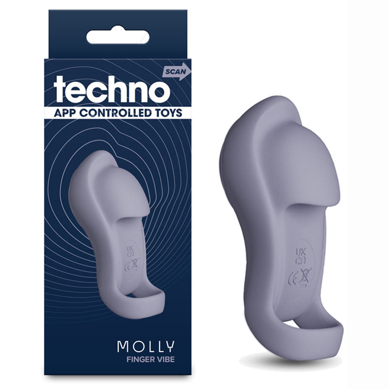 Techno Molly -  Finger Stimulator/Vibrator with App Control Grey USB Rechargeable