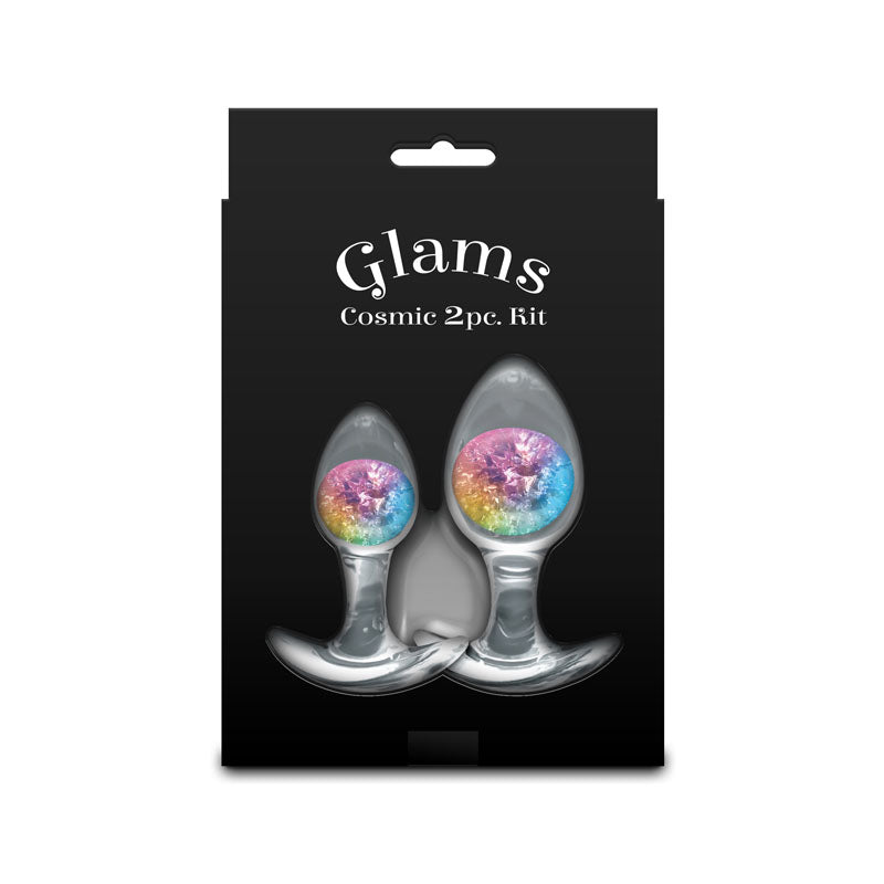 Glams Cosmic Clear/Rainbow Butt Plugs - Set of 2 Sizes