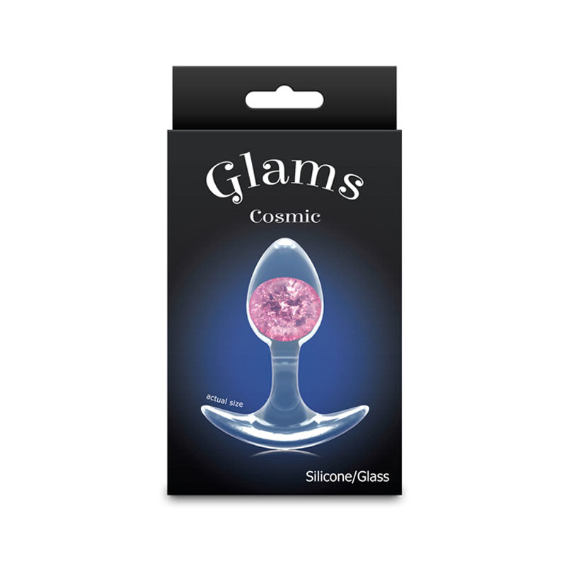 Glams Cosmic Butt Plug - Clear/Pink 8.1 cm Small