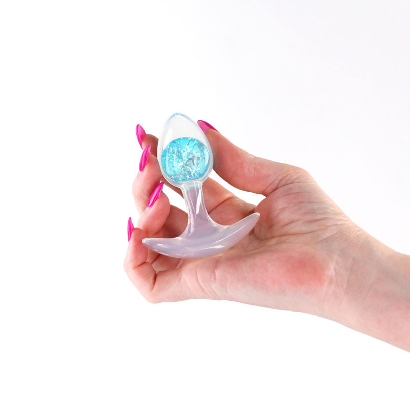 Glams Cosmic Butt Plug - Clear/Blue 8.1 cm Small