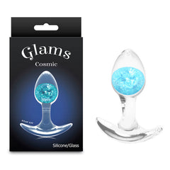 Glams Cosmic Butt Plug - Clear/Blue 8.1 cm Small