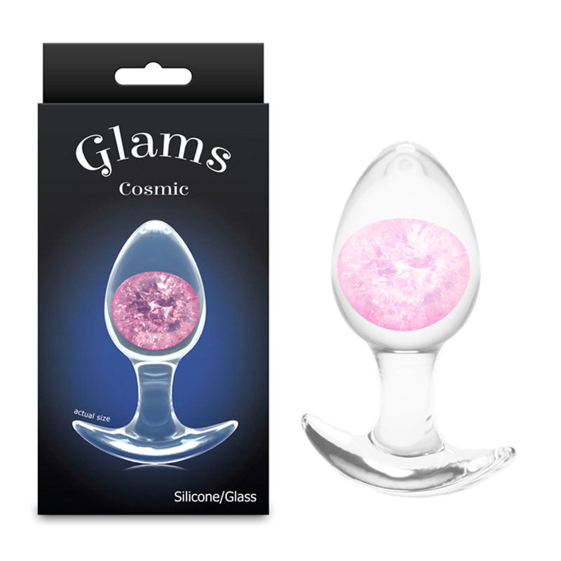 Glams Cosmic Butt Plug - Clear/Pink 9.5 cm Medium