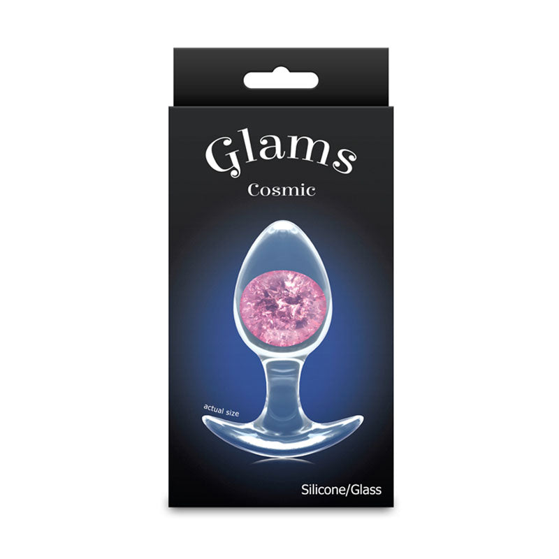 Glams Cosmic Butt Plug - Clear/Pink 9.5 cm Medium