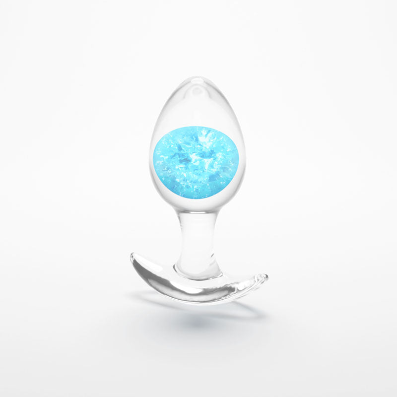 Glams Cosmic Medium Butt Plug - Clear/Blue 9.5 cm