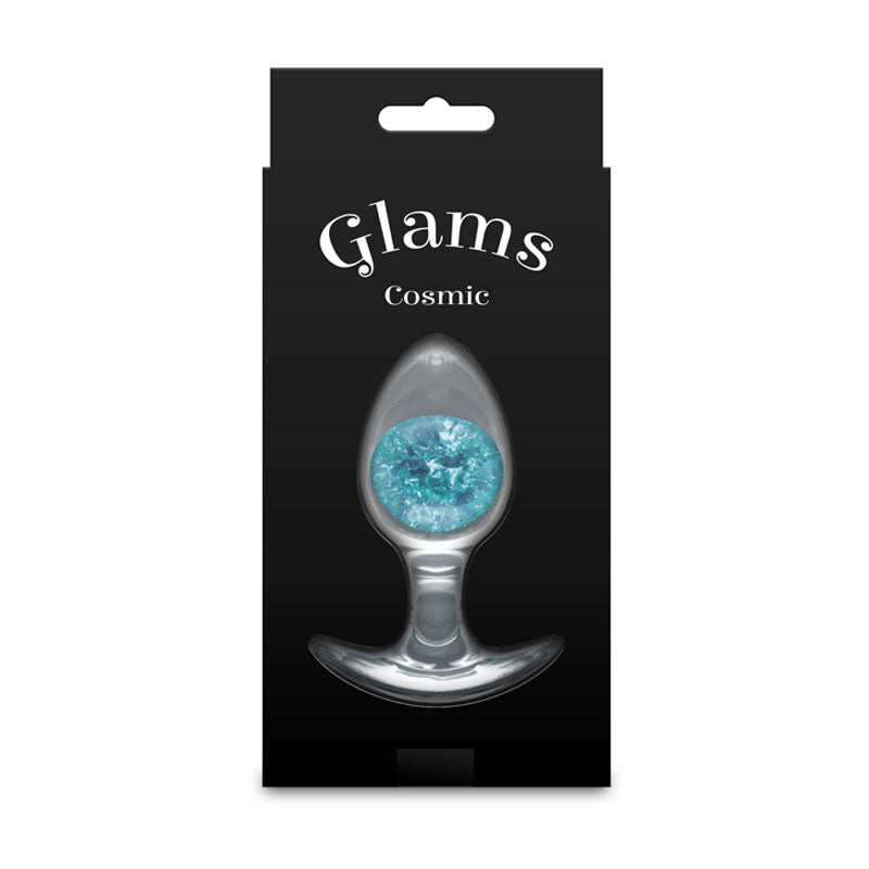 Glams Cosmic Medium Butt Plug - Clear/Blue 9.5 cm