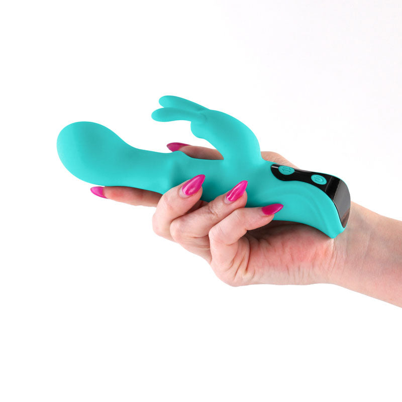 INYA Cyberluxe  Rabbit Vibrator with Sliding Ring Shaft - Aqua 18 cm USB Rechargeable