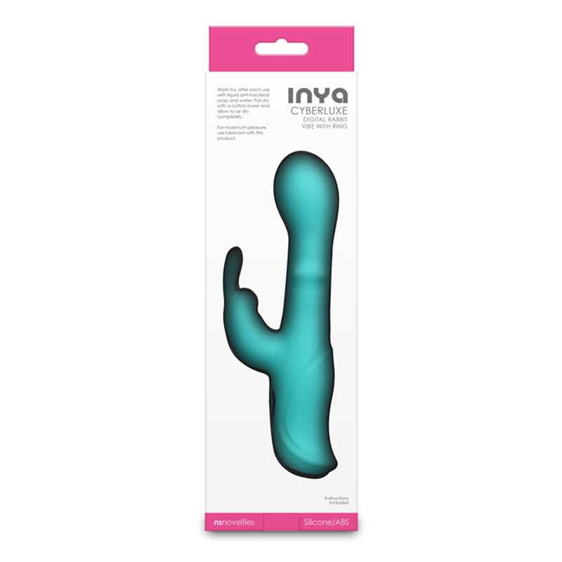 INYA Cyberluxe  Rabbit Vibrator with Sliding Ring Shaft - Aqua 18 cm USB Rechargeable