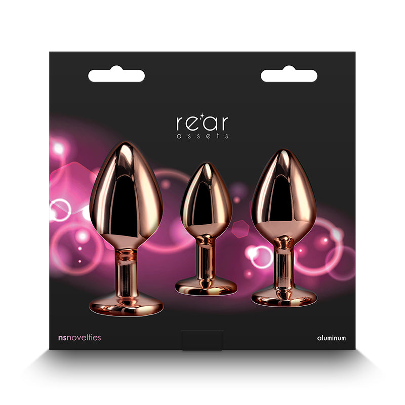 Rear Assets Trainer Butt Plug Kit - Rose Gold - Pink Heart