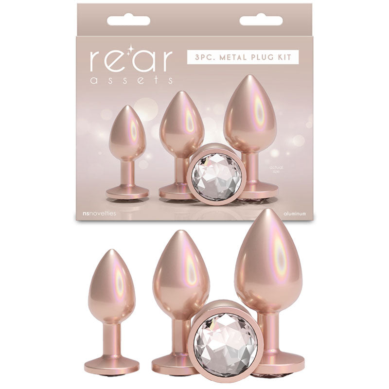 Rear Assets Metallic Butt Plugs Trainer Kit - Iridescent Champagne - Set of 3 Sizes