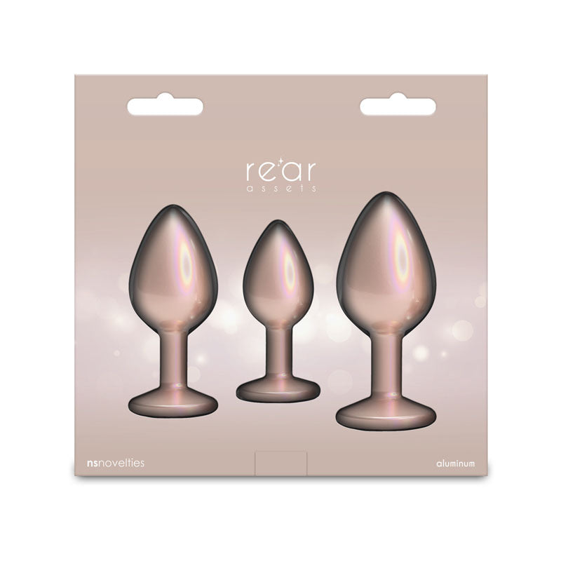 Rear Assets Metallic Butt Plugs Trainer Kit - Iridescent Champagne - Set of 3 Sizes