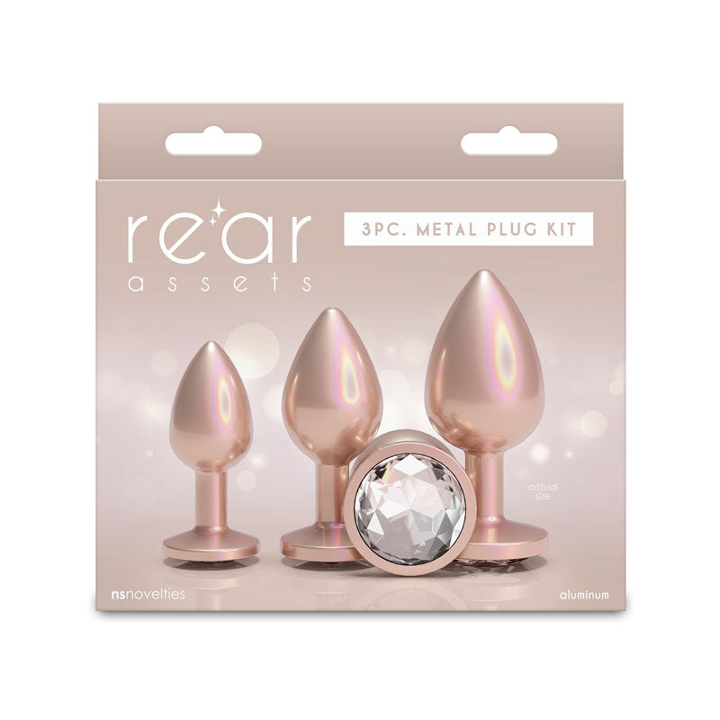 Rear Assets Metallic Butt Plugs Trainer Kit - Iridescent Champagne - Set of 3 Sizes