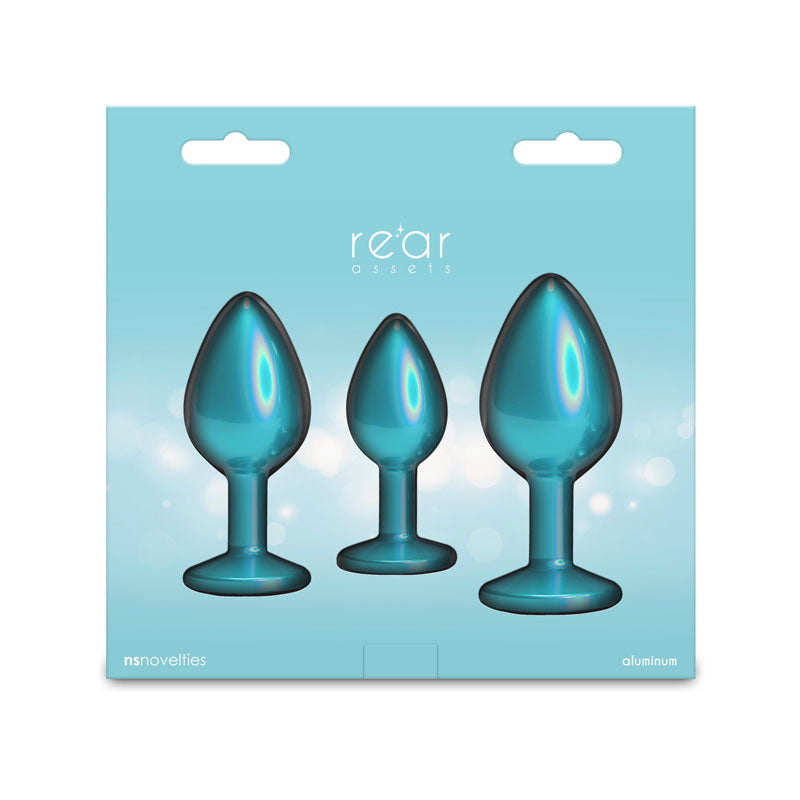 Rear Assets Metallic Butt Plugs Trainer Kit - Iridescent Teal  - Set of 3 Sizes