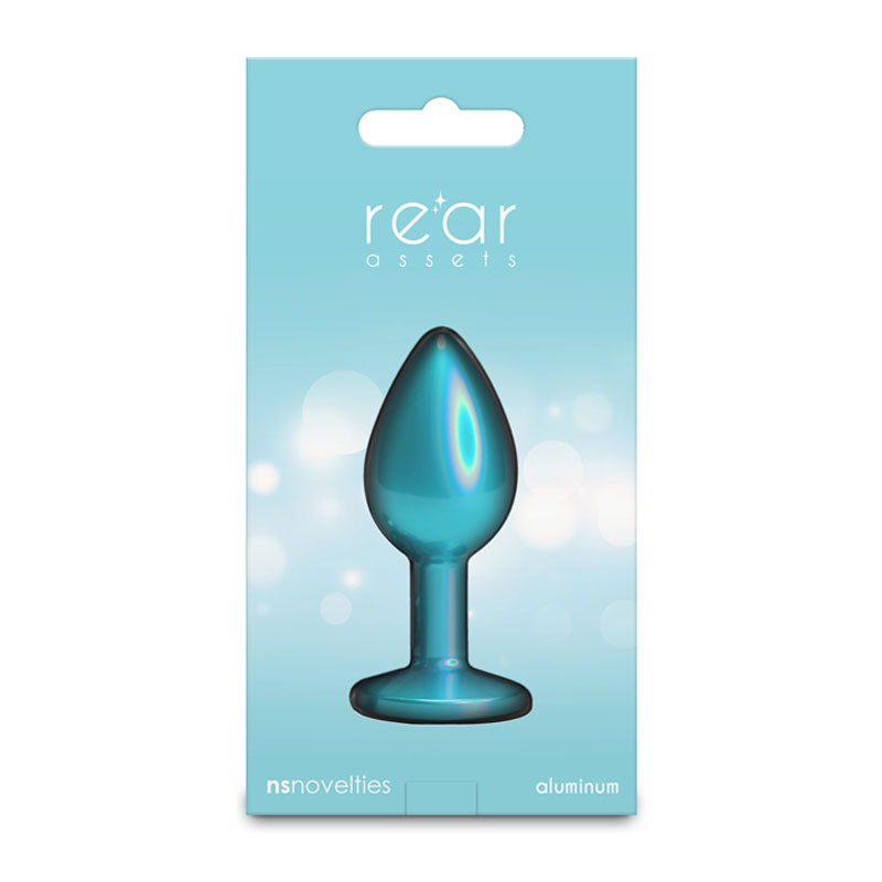 Rear Assets Iridescent Small Butt Plug - Iridescent Teal 7.1 cm