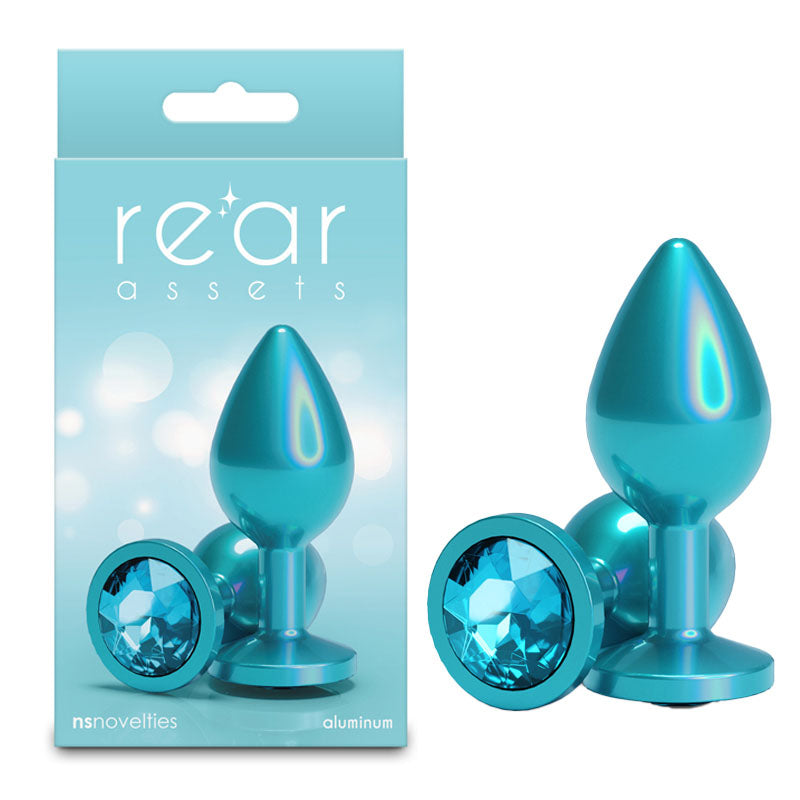 Rear Assets Iridescent Medium Butt Plug - Iridescent Teal 8.2 cm