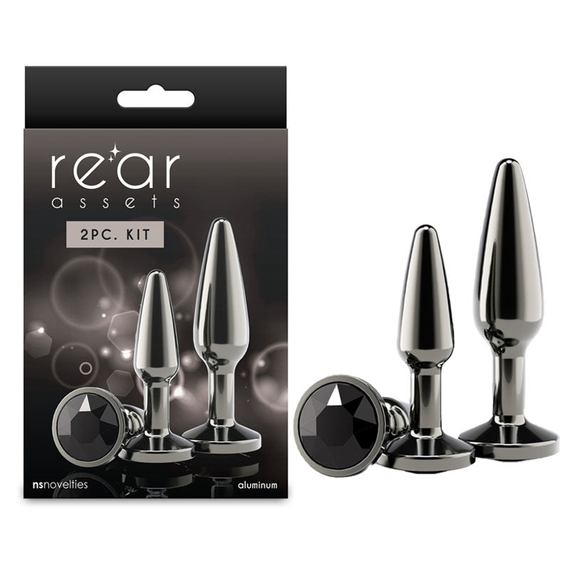 Rear Assets Tapered Trainer Kit - Gunmetal Grey Metal Butt Plugs - Set of 2 Sizes