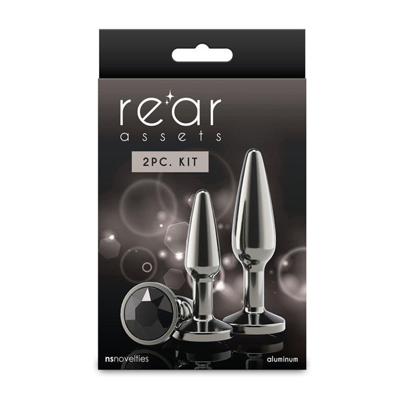 Rear Assets Tapered Trainer Kit - Gunmetal Grey Metal Butt Plugs - Set of 2 Sizes