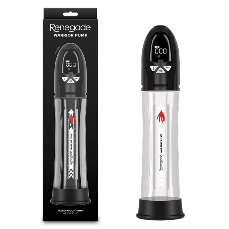 Renegade Warrior Automatic Penis Pump - Black/Clear Waterproof