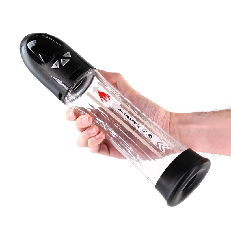 Renegade Warrior Automatic Penis Pump - Black/Clear Waterproof