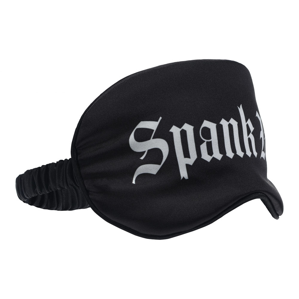 OUCH! Satin Mask - Spank Me - Black Printed Eye Mask