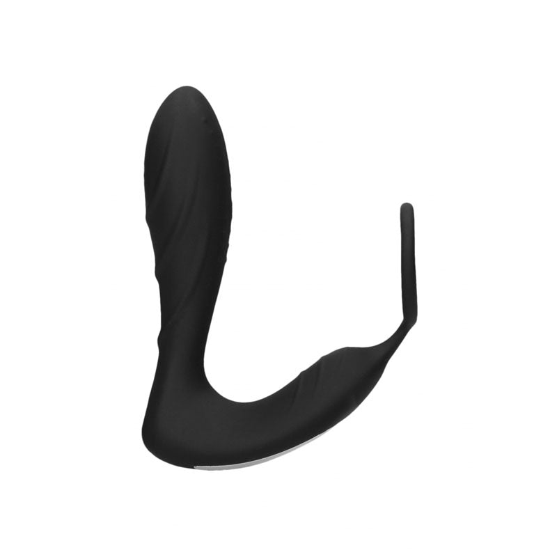 OUCH! E-stim & Vibrating Butt Plug Cock Ring - Black USB Rechargeable Vibrating Butt Plug & Cock Ring with e-Stim