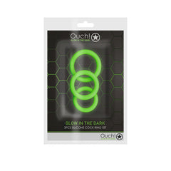 OUCH! Glow In the Dark Cock Ring Set - 3 Pack