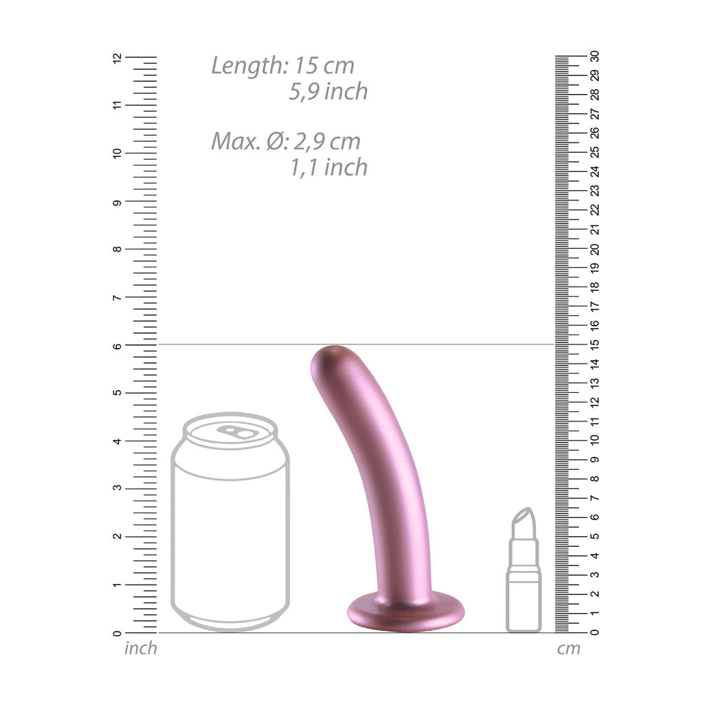 OUCH! Smooth Silicone G-Spot Dildo - 6'' Rose