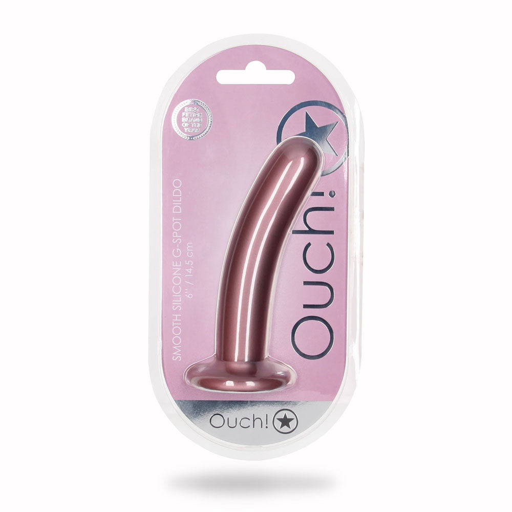 OUCH! Smooth Silicone G-Spot Dildo - 6'' Rose