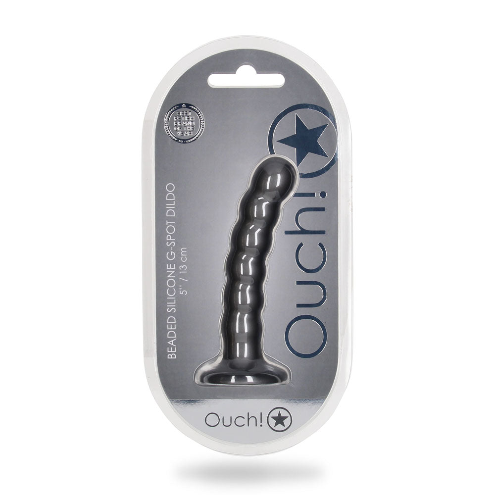 OUCH! Beaded Silicone G-Spot Dildo - 5'' / 13cm Blue