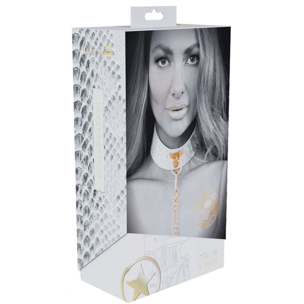 OUCH! Florence Collection - White Collar with Leash