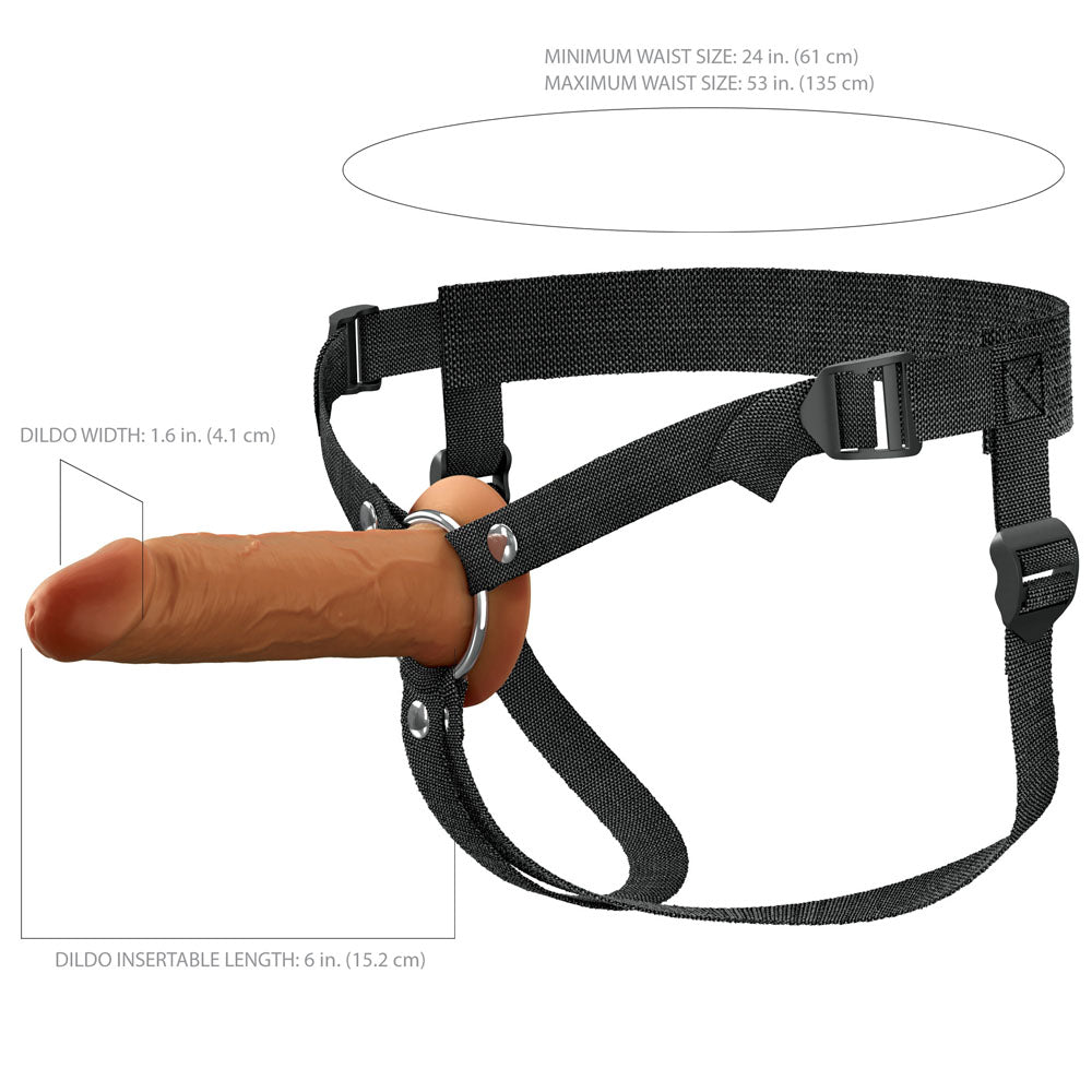 FX Elite 6'' Silicone Hollow Strap-On - Tan 15.2 cm