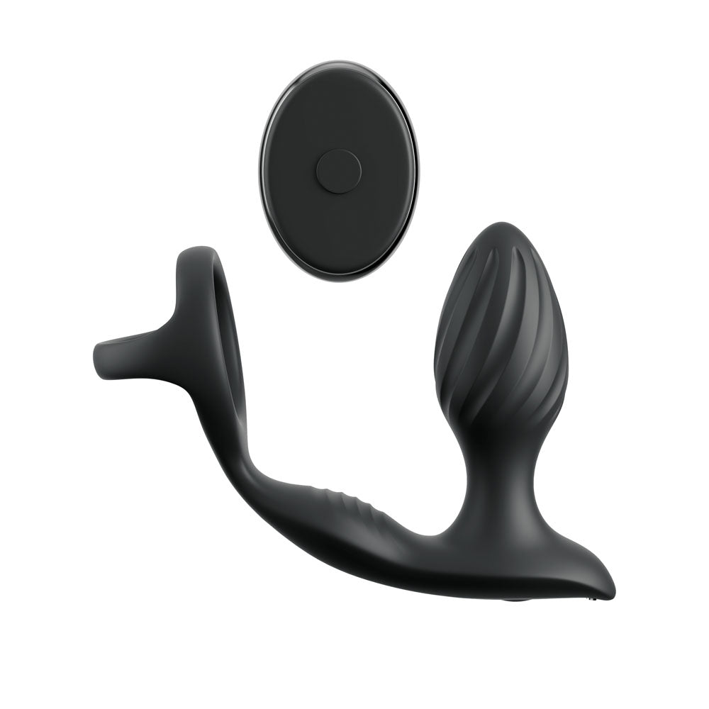 Anal Fantasy Elite Ass-Gasm Gyro-Milk Pro - Black USB Rechargeable Gyrating Butt Plug with Cock Ring