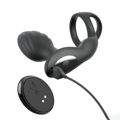 Anal Fantasy Elite Ass-Gasm Gyro-Milk Pro - Black USB Rechargeable Gyrating Butt Plug with Cock Ring