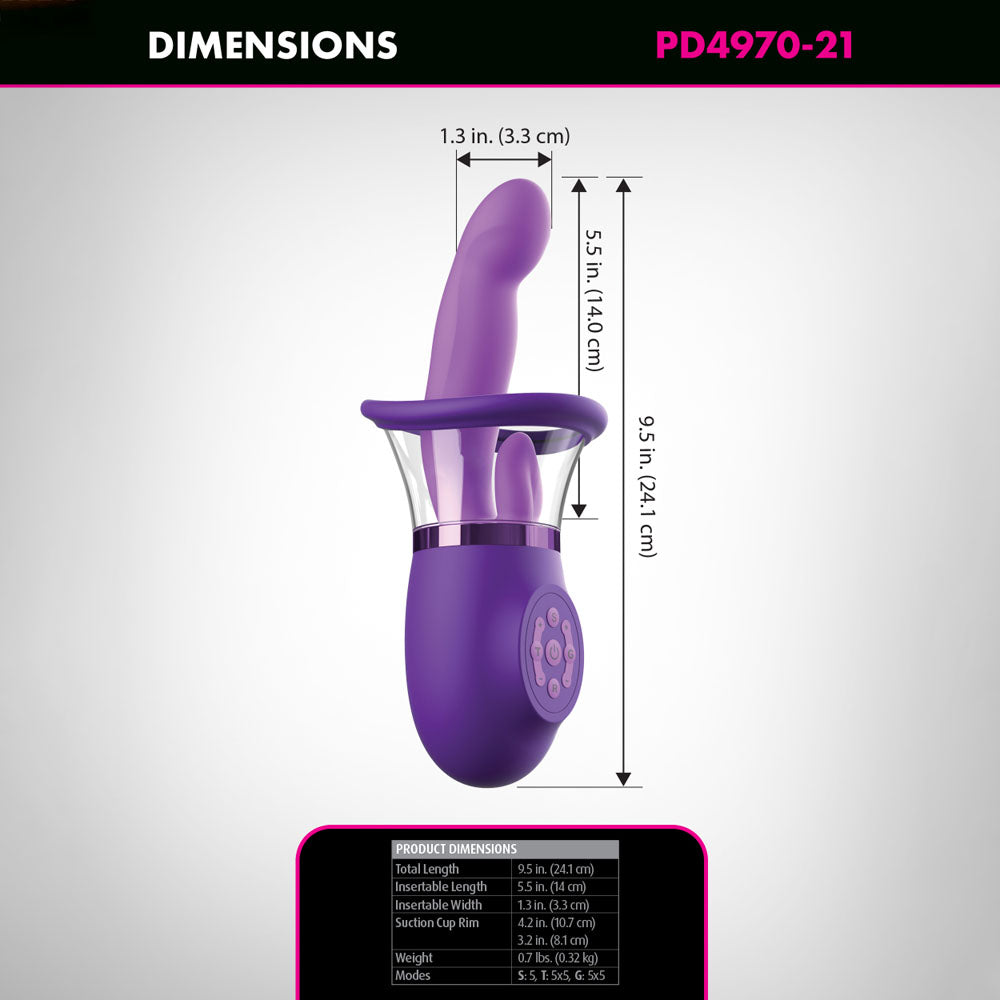Fantasy For Her Ultimate Pleasure Pro Plus Sucking Licking & Flicking Vibrator - Purple USB Rechargeable