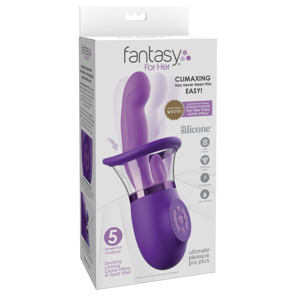 Fantasy For Her Ultimate Pleasure Pro Plus Sucking Licking & Flicking Vibrator - Purple USB Rechargeable
