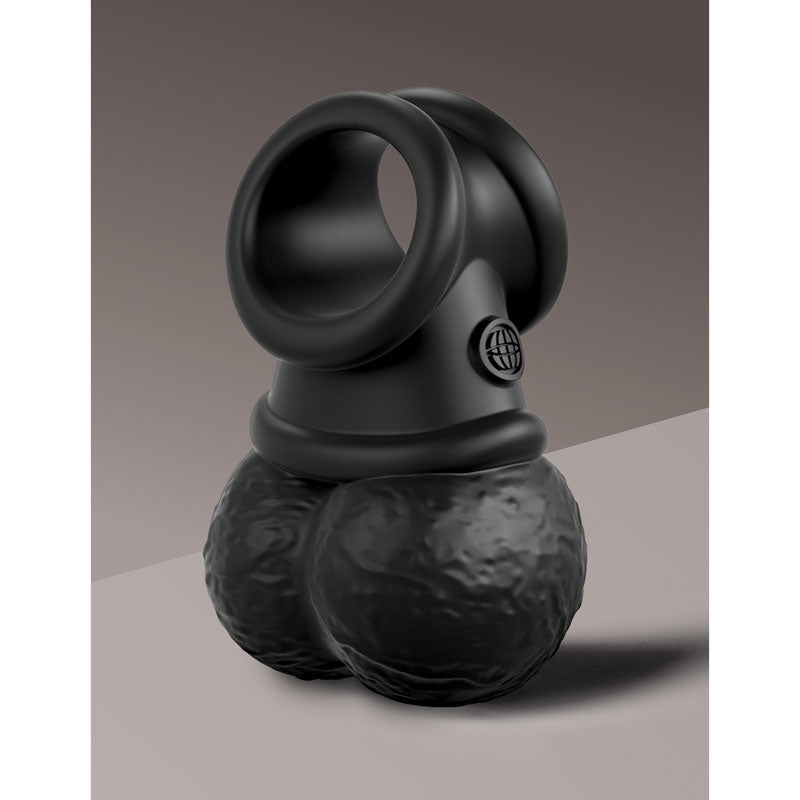 King Cock Elite Vibrating Silicone Balls Cock Ring - Black