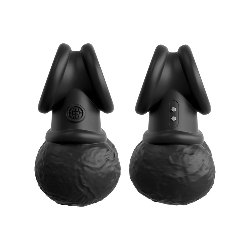 King Cock Elite Vibrating Silicone Balls Cock Ring - Black