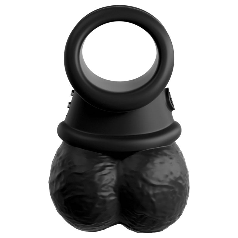 King Cock Elite Vibrating Silicone Balls Cock Ring - Black