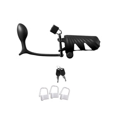 Fantasy C-Ringz Remote-Controlled Vibrating Cock Blocker with Ass-Gasm Plug - Black Vibrating Cock Cage with Anal Plug