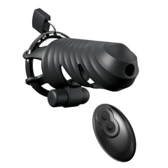 Fantasy C-Ringz Remote-Controlled Vibrating Cock Blocker - Black Vibrating Cock Cage