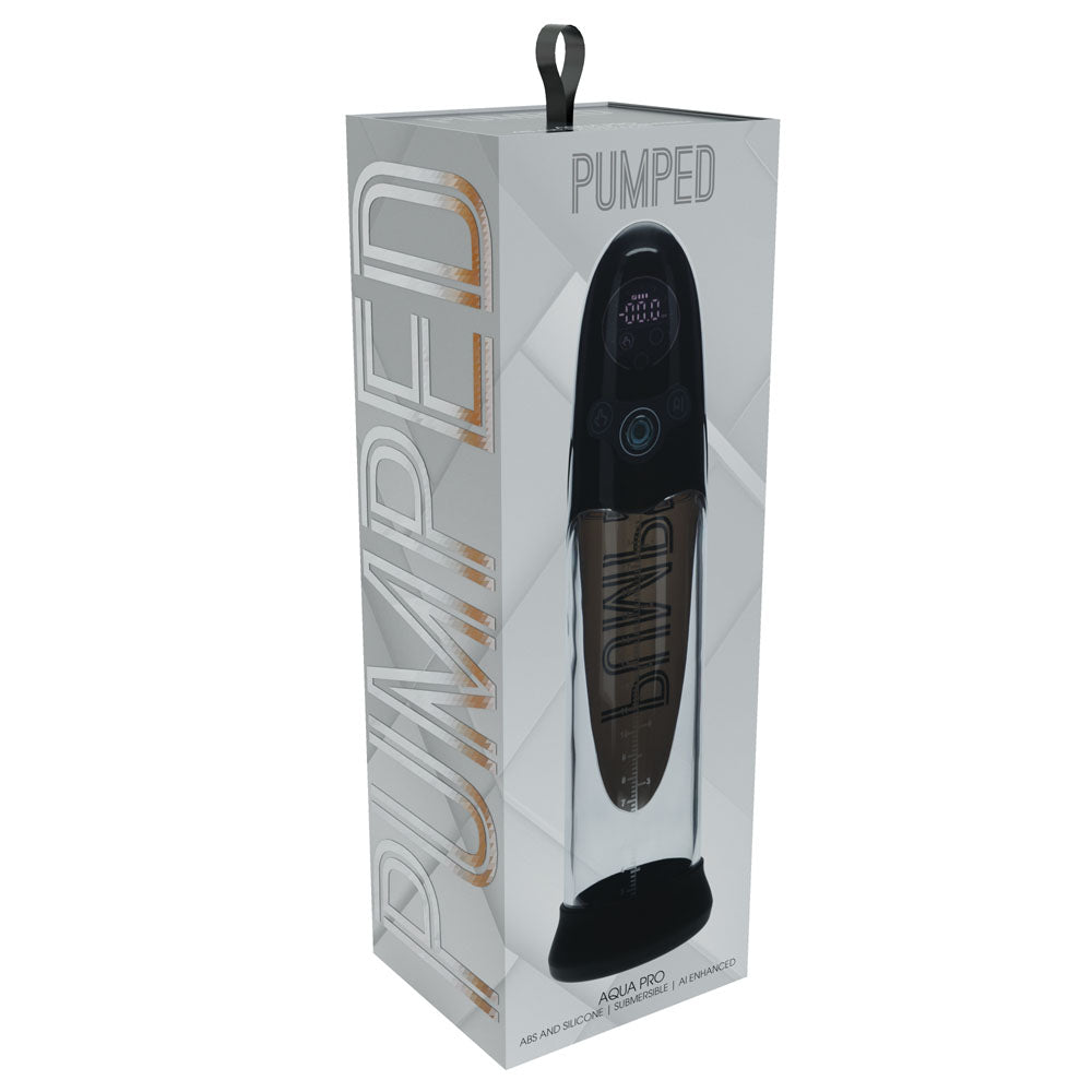 PUMPED Aqua-Pro AI-Enabled Submersible Auto Penis Pump - Black - Black/Clear USB Rechargeable